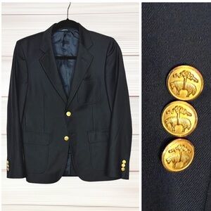 Brooks Brothers Fleece Loro Piana Wool Navy Blue Blazer Gold Buttons Boy's 20